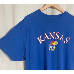 Kansas Jayhawks Rock Chalk T-shirt Gildan Blue‎ 2XL Mens College Tee